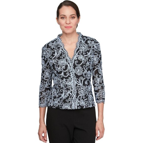 Women's Embroidered Stretch Blouse Formal Elegant Evening Party Dressy